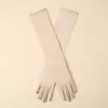 Guantes Transparentes Extra Largos para Mujer, Guantes de Encaje Negro de Alta Elasticidad, Guantes de Malla Semitransparentes para Performance de Ópera y Noche