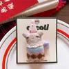 Tecido de Algodão Infantil Coreano Animal Presilha de Cabelo BB para Meninas, Casa de Renda Fofa Urso de Pelúcia Corpo Inteiro Presilha Lateral