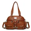 Bolso de mano al hombro, estilo europeo y americano, moda vintage, gran capacidad, bolso cruzado multibolsillos, bolso tote de alta gama para mujer, moderno