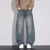 Jeans retro americanos de pierna curva para hombre, nueva colección otoño 2026, de pierna recta modernos, corte holgado, pierna ancha, pantalones largos casuales