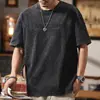 Camiseta Retro de Manga Corta Pesada Estilo Americano Anyang para Hombre, Nueva Colección Verano 2026 Corte Holgado Manga Larga Marca de Moda Camiseta Lavada