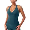 Camiseta Transfronteriza de Verano con Cuello Halter Espalda Descubierta de Manga Corta, Nuevo Estilo, Espalda Bonita, Deportiva, para Mujer Europea y Americana, de Venta Caliente