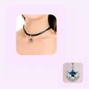 Estilo K de Estrellas y Luna Cool Simple Cadena Clavicular de Fragancia Pequeña Correa Negra para el Cuello Collar Corto Choker para Mujer Choker