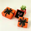 Caja de embalaje para joyas con lazo y letras en inglés, cuadrada, con cubierta de cielo y tierra, para anillos, collares y joyas, caja de regalo pequeña
