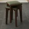 Cadeira de Jantar de Madeira Maciça com Estofado Macio para Uso Doméstico, Banqueta Empilhável para Mesa de Jantar, Mesa de Chá Simples de Madeira Nova 2025, Cadeira de Jantar