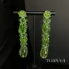 Pendientes de Borla con Diamantes Púrpuras Retro de Lujo Ligero, Pendientes Largos de Alta Gama y Elegantes para Mujer, Pendientes de Moda y Exagerados