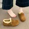 Sapatos felpudos estilo Birkenstock para mulheres, novidades do inverno 2026, sapatos totalmente fechados de pelo, sapatos quentes de algodão com sola grossa, para calçar e tirar facilmente