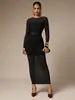 Vestido Bodycon Slim Fit de Cor Sólida com Bordas Franzidas e Recorte em Renda Redondo para Mulheres - Cruzamento Europeu e Americano Amazon Tk2026 Novo