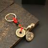 Llavero con colgante de calabaza del emperador con doce signos del zodiaco y cinco peces de latón, adorno para llave de coche para hombre y mujer