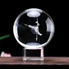 Bailarina de Ballet Cristal Tallado Interior Adorno 3D Estéreo Creativo Decoración de Escritorio Regalo Bola de Cristal Luz Nocturna Luminosa Personalizado