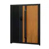 Puerta de Patio de Aleación de Aluminio, Puerta Sólida de Hierro Forjado para Exteriores de Villa, Valla de Patio de Casa Rural, Arco de Jardín con Textura de Madera