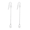 Pendientes de borla de cadena de plata de ley S925 con perlas, moda europea y americana, estilo ins, pendientes clásicos para mujer, pendientes