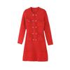 25 Roupas Femininas Transfronteiriças Novo Estilo Início da Primavera Elegante Francês Artesanato Pesado Botão de Coração Vestido Tricotado Midi para o Dia a Dia