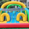 Carrera de obstáculos inflable multinivel, equipo de diversión inflable para exteriores con temática de arcoíris, equipo inflable para actividades de team-building