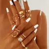 Anillo Set de Tendencia de Moda Transfronteriza Europea y Americana, Anillo Asimétrico Exagerado, Joyería de Anillos Articulados Multipieza Personalizada