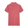 Algodão de fibra longa 40 210g cor sólida jacquard fenda Nova camisa polo masculina top lapela manga curta camiseta atacado