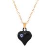 Collar de ojo de diablo de color amor, aleación retro, ojo étnico, colgante en forma de corazón, cadena de clavícula, collar cruzado