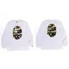 Suministro transfronterizo, venta al por mayor de comercio exterior, camiseta de manga larga de marca de moda BAPE con cabeza de mono, top pesado de tiburón, camiseta interior