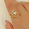 Anillo de Acero Inoxidable con Circonita Europeo y Americano Anillo de Lujo Nicho de Gama Alta Accesible Joyería para Manos con Forma Asimétrica Anillo Transfronterizo para Mujeres