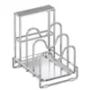 Soporte de Cuchillos Integrado de Acero Inoxidable 304 Estante Multifuncional de Almacenamiento de Cocina Encimera Hogareño Estante de Almacenamiento para Tapas de Ollas Tablas de Cortar Paños