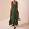 2026 Cruzando Fronteras Amazon Primavera y Verano Nuevo Vestido Largo sin Mangas de Tirantes Finos Cuello en V Profundo Elegante Acampanado Línea A