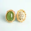 Cuentas Espaciadoras Ovaladas de Jade Hetian Natural Incrustadas con Accesorios, Cadena de Pulsera para Joyería DIY Estilo Chino, Accesorios de Cuentas Redondas de Jaspe