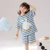 Pijama Infantil de Dibujos Animados Lindo para Niñas, Niños Grandes, Conjunto de Ropa de Casa Delgada de Verano, Estudiantes de Primaria Niñas, Conjunto de Pantalones de Manga Corta, Estilo Verano