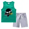 Chal de verano para niños 2023 pantalones de longitud media camiseta interior deportiva casual prenda exterior traje fino sin mangas para niños de dos piezas