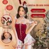 Roupa Íntima Sexy Veludo Sexy Renda Bordada Vestido de Natal Coelho Fofo Uniforme Sexy Vestido Body Tentação Mulheres