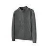 Suéter cardigan cinza do mesmo estilo de Wang Anyu para homens, primavera e outono, estilo casual americano, malha com gola alta, peça externa cleanfit