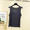 Colete modal com decote em U feminino, fino, cor sólida, slim fit, casual, com alça interna