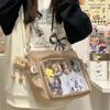 Bolso Cruzado de Lona para Estudiantes de Gran Capacidad para Clase para Mujer Nuevo Japonés Harajuku Color Sólido Cartero Hombro Tote
