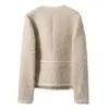 Mousse Nube Lana Mohair Tweed Elegante Blanca Chaqueta Estilo Chanel Otoño 2026 Nueva Ropa para Mujer