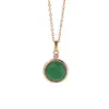 Colgante Redondo de Plata de Ley S925 Chapado en Oro Jade Natural Yiluyin, Colgante de Plata Elegante y Minimalista