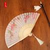 Abanico de Bambú Verde de Alta Calidad Estilo Antiguo Chino Abanico Plegable para Danza Regalo para Mujer Hanfu Cheongsam Abanico Plegable de Verano