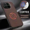 Adecuado para funda de teléfono Xiaomi 17T, Redmi Note 15 Pro+ con textura de cuero tecnológico, funda protectora anti-caídas magnética de negocios A7 Pro