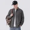 Camisa de manga larga con cuello para hombre, chaqueta tipo camisa de trabajo, estilo japonés, color liso, versátil, casual, moderna, corte holgado, estilo primavera y otoño