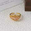 Anillo Abierto Geométrico Vintage Medieval Personalizado con Micro-Adornos Moda Retro para Mujer Diseño de Nicho de Alta Gama