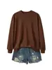 Fabricantes un gran número de punto Amazon deseo transfronterizo moda color liso cuello redondo jersey suéter manga larga holgado ropa de mujer