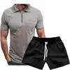 Nuevo Estilo Sencillo para Hombre Color Sólido Cuello Polo Casual Camiseta de Manga Corta Traje de Manga Corta