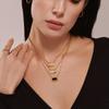 Collar con colgante Xinyixin Europa y Estados Unidos transfronterizo viento ins geométrico acero inoxidable incrustación ágata negra chapado oro real 18K joyería