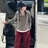 Conjunto de Roupas de Outono para Meninas 2026 Novas Roupas Infantis Crianças Maiores Inverno e Outono Moletom Listrado com Pelúcia Calças Cargo Conjunto de Duas Peças