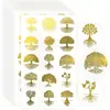 15 Adesivos/Pacote Adesivos Árvore da Vida com Estampagem Dourada Adequados para Diários, Envelopes, Embalagens de Presente, Decorações de Feriado, Artesanato DIY