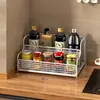 Estante para especias, estante de almacenamiento para cocina, organizador de encimera para aceite, sal, salsa y vinagre, ahorra espacio, estante pequeño para especias para el hogar