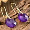 Pendientes de Cristal Púrpura con Forma de Gota de Agua Multifacéticos Europeos y Americanos para Mujer Lujo Ligero Sensación de Alta Gama Pendientes de Piedra Natural Pendientes Colgantes Joyería Transfronteriza Venta al por Mayor