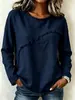 2026 Moda Feminina Europeia e Americana Amazon Site Independente Outono e Inverno Novo Camiseta Casual de Manga Longa com Gola Redonda e Renda Patchwork