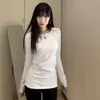 Camiseta Térmica de Fleece Branca de Manga Longa para Mulheres, Outono/Inverno 2026 Novo Estilo Coreano Slim Fit Top Camada Base