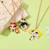 Colar Pingente Gota de Óleo Liga Meninas Superpoderosas Joias Desenho Animado Fofo Pingente Anime Colar Bff Amiga