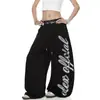 Suministro Especial Transfronterizo Estilo Americano Falso Dos Piezas Bloque de Color Estampado de Letras Pantalones Deportivos Scimitar para Hombres y Mujeres Danza Jazz Holgados de Pierna Ancha