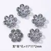 Xizang Prata Três-Sete Prata Vintage Flor Contas Florais, Contas Redondas Soltas, Tampas de Contas Prateadas, Acessórios para Pulseira de Cristal DIY Feitos à Mão